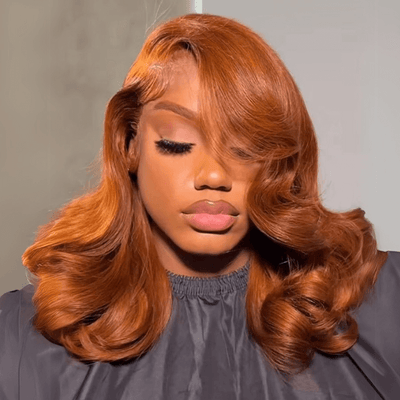 Geeta Ginger Orange Glueless Bob Wig Body Ocean Wave 13x4 Lace Front Pre Plucked Human Wigs - GeetaHair