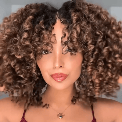 Highlight Fluffy Bouncy Curly Bob Wigs Short Curly 13x4 Lace Front Wig Gluleless Wig Pre Plucked 250% Density No Code Needed - GeetaHair