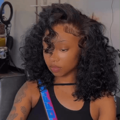 Flash Sale Short Curly Bob Wigs Glueless 13x4 Lace Front Wigs Pre Plucked for Black Women 250% Density - GeetaHair