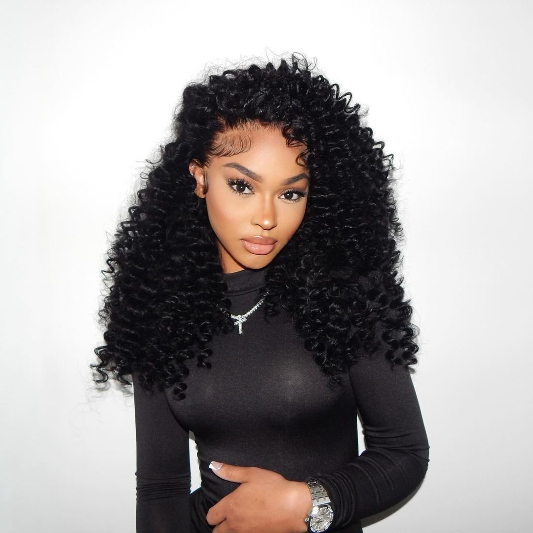 250% Density Glueless Bouncy Deep Curly Hair 13x4 Pre - Cut Lace Front Human Hair Wigs Pre Plucked - GeetaHair