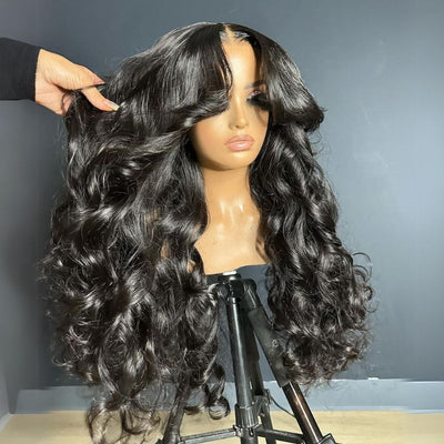 Bogo Sale $259= 26" Curtain Bang Loose Wave Wig + 14" Kinky Curly Bob Wig - GeetaHair