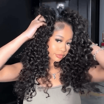 300% Density Water Curly Lace Front Human Hair Wigs 13x4 HD Lace Wear Go Glueless Wigs Pre Bleached Wigs - GeetaHair