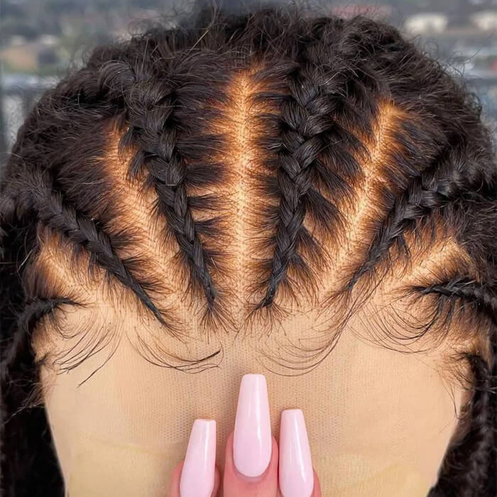 24 Hours Shipping Ready And Go Glueless Pre Braided Wig Burmese Curl 7x5 Pre Cut Lace Human Hair Wigs Braided Lace Front Wigs - GeetaHair