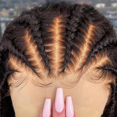 24 Hours Shipping Ready And Go Glueless Pre Braided Wig Burmese Curl 7x5 Pre Cut Lace Human Hair Wigs Braided Lace Front Wigs - GeetaHair