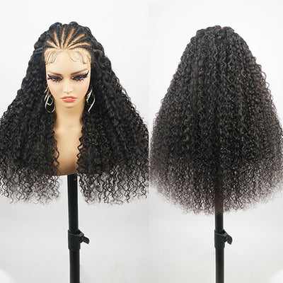 24 Hours Shipping Ready And Go Glueless Pre Braided Wig Burmese Curl 7x5 Pre Cut Lace Human Hair Wigs Braided Lace Front Wigs - GeetaHair