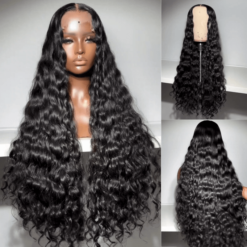 13x4 Lace Front Raw Indian Glueless Wig Natural Wavy 300% Density Wig