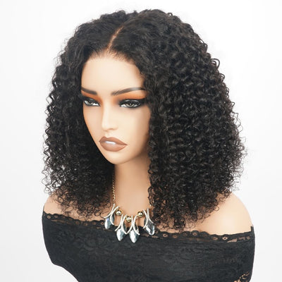 Luxury Designer Series 250% Density Full Kinky Curly Short Bob Wig 4x4 Lace Closure Curly Wig 16 inch - GeetaHair