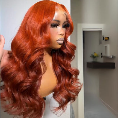Orange Ginger Ombre Glueless Wig 13x4 Lace Front Wigs Body Wave HD Lace Human Wigs Pre Plucked 250% Density - GeetaHair