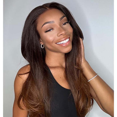 Pre Bleached Knots Wear and Go Straight Wigs 13x4 HD Lace Front Wig Human Hair Ombre Colored Wig 180% Density - GeetaHair