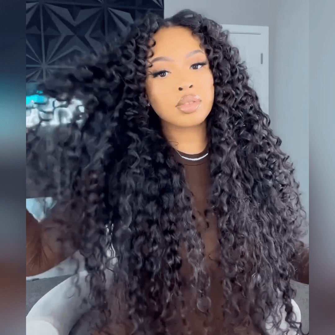 Pre Bleached Curly Wave Wig 13x4 HD Lace Front Wig Pre Plucked Kinky Curly Human Hair Wig - GeetaHair