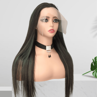 Balayage Light Blue Long Straight Hair Glueless 4x4/13x4 HD Lace Front Human Hair Wigs Funky Color Highlights Wig - Geeta Hair - GeetaHair