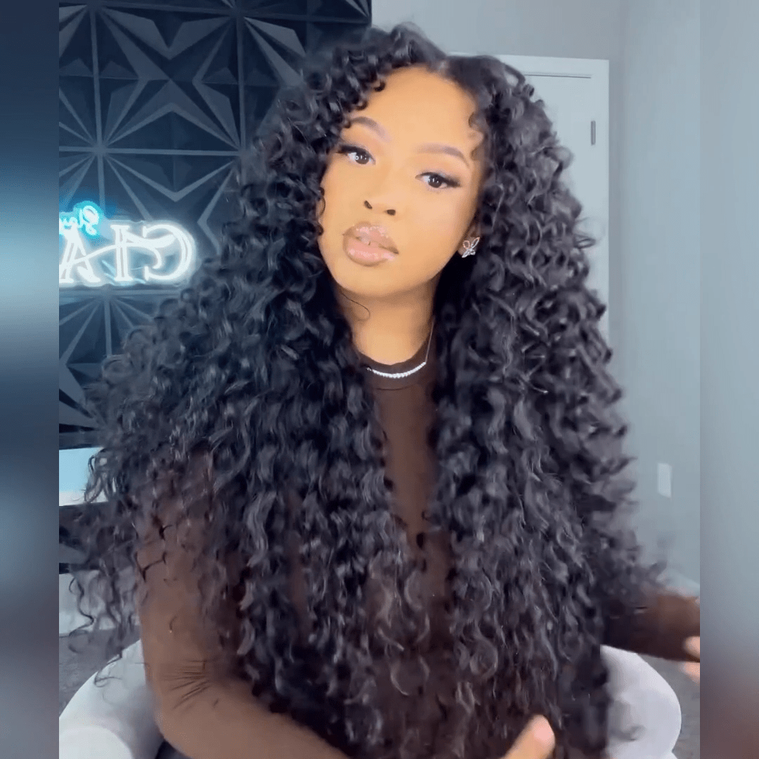 Pre Bleached Curly Wave Wig 13x4 HD Lace Front Wig Pre Plucked Kinky Curly Human Hair Wig - GeetaHair