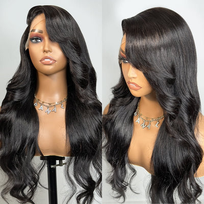 Body Wave Glueless Wig Side Part 7x5 Lace Front Wig With Side - Swept Bangs Pre Plucked - Geeta Hair - GeetaHair