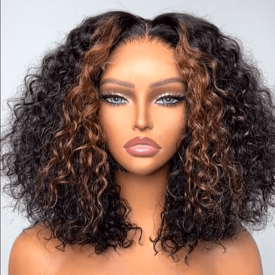 Wear and Go Glueless Wigs Highlight Ombre Short Bob Lace Front Wig Human Hair 180% Density - GeetaHair