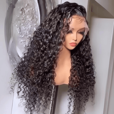 300% Density Glueless Wigs Human Hair 13x4 Water Curly Lace Frontal Wigs Pre Plucked Transparent Lace Wigs - GeetaHair