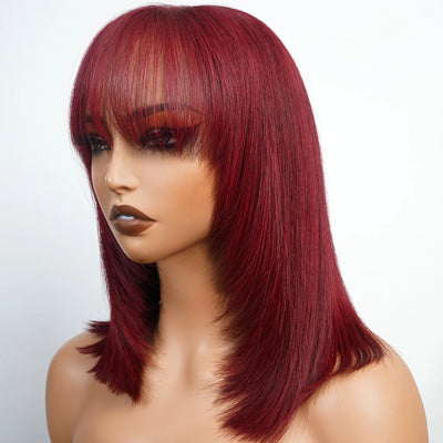 Bogo Sale $199= 16” Braided Water Wave Wig + 14” 99J Straight Bangs Wig - GeetaHair