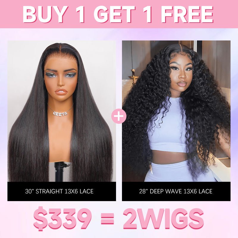 $339 = 2 Wigs | 30" Straight 13x6 Lace + 28" Deep Wave 13x6 Lace Wig