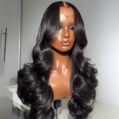 Geeta 300% Density Lazy Girl Glueless Wigs Body Wave Curtin Bangs 13x4 Lace Front Human Hair Wigs Pre Bleached Knots - GeetaHair