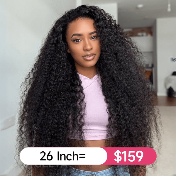 [USA Address Only] [24H Shipping] Geeta Hair $159 26Inch Curly 7x5 Lace Front Wig 100% Virgin Human Hair Wigs Black Curly Hair Pre Plucked Hairline