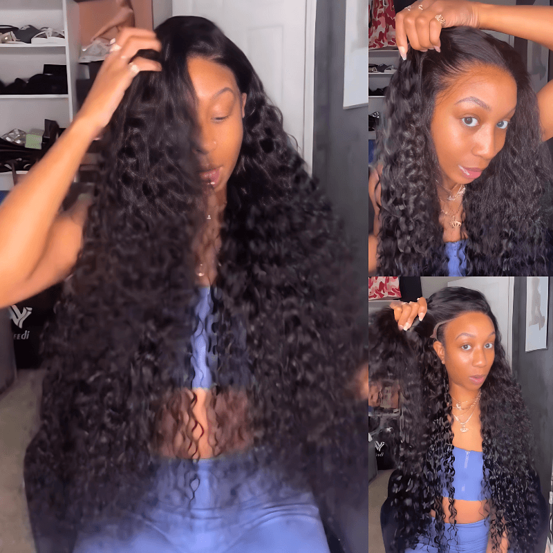 GEETA Black Curly 13x4 HD Lace Front Wig - Virgin Hair With Pre Plucked Hairline. 30Inch Length $199 Value Display.