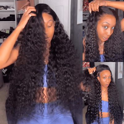 GEETA Black Curly 13x4 HD Lace Front Wig - Virgin Hair With Pre Plucked Hairline. 30Inch Length $199 Value Display.