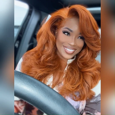 Orange Ginger 13x4 Lace Front Wigs Body Wave HD Lace Human Wigs Pre Plucked 180% Density - GeetaHair
