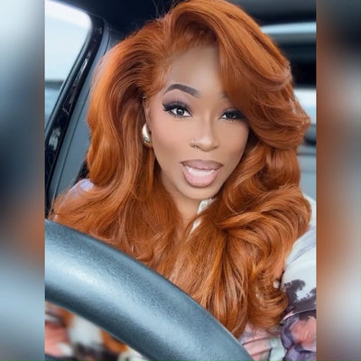 Orange Ginger 13x4 Lace Front Wigs Body Wave HD Lace Human Wigs Pre Plucked 180% Density - GeetaHair