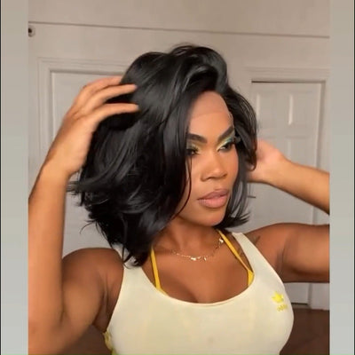 Short Bob Glueless Wigs Straight Natural 13x4 Lace Front Human Hair Wigs No Code Needed - GeetaHair