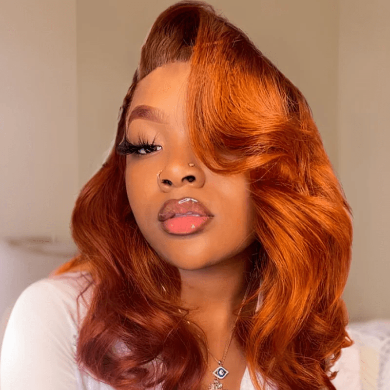80% Off| Ginger Spice Orange Color 3D Body Wave 13x4 Pre Everything Lace Front Wigs Human Hair Wigs Flash Sale - GeetaHair