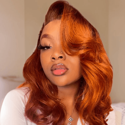 80% Off| Ginger Spice Orange Color 3D Body Wave 13x4 Pre Everything Lace Front Wigs Human Hair Wigs Flash Sale - GeetaHair