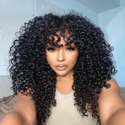 250% Density Spanish Curly Hair 13x4 HD Transparent Lace Front Wig Natural Human Hair Wig - Geeta Hair - GeetaHair