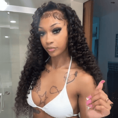 24 Hours Shiping $199=30inch Black Curly Hair 13x4 HD Lace Front Wig 100% Virgin Human Hair Wigs Pre Plucked Hairline No Code Needed - GeetaHair