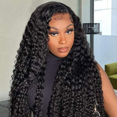 Deep Wave Human Hair Lace Front Wig Pre Plucked With Baby Hair Natural Hairline Glueless Wig Flash Sale - GeetaHair