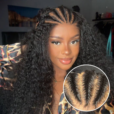 24 Hours Shipping Ready And Go Glueless Pre Braided Wig Burmese Curl 7x5 Pre Cut Lace Human Hair Wigs Braided Lace Front Wigs - GeetaHair