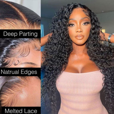 13x4 HD Transparent Lace Front Deep Wave Natural Black Human Hair Wig Pre Plucked Hairline With Baby Hair - Geeta Hair - GeetaHair