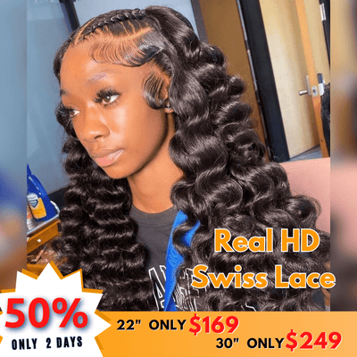 No Code 50% OFF Flash Sale: Glueless 6x4.5 Loose Deep Wave Pre Cut HD Transaparent Lace Human Hair Wigs - Only 2 Days - GeetaHair