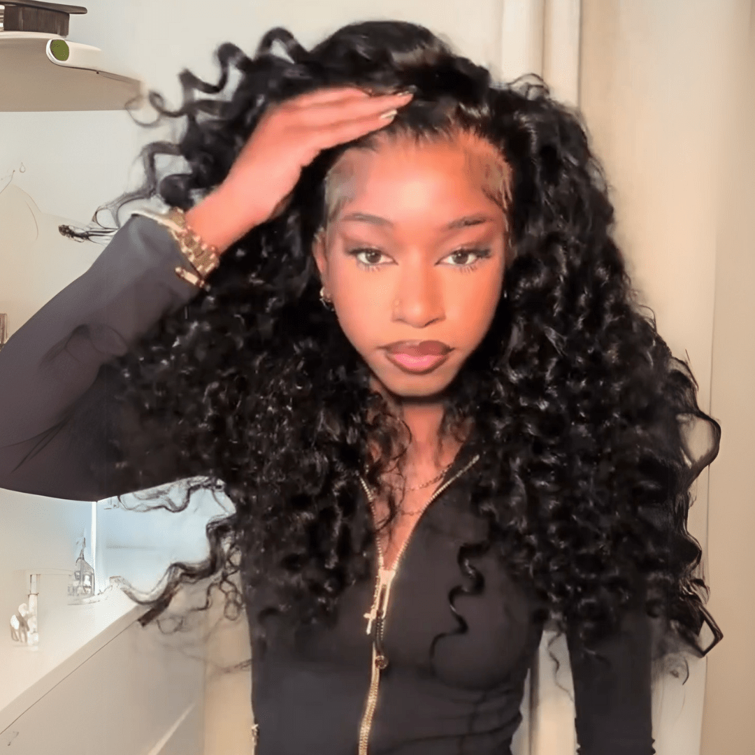 300% Density Loose Bouncy Curly Glueless Wig Pre Cut 4x6 HD Lace Front Human Hair Wig Pre Plucked - GeetaHair