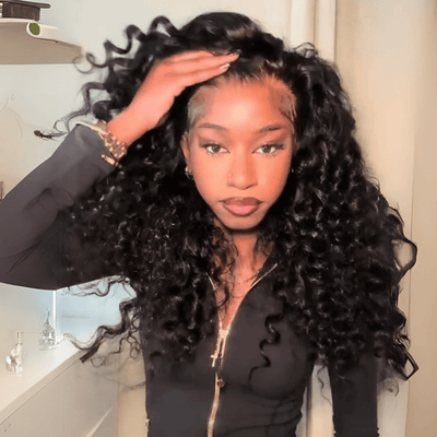 300% Density Loose Bouncy Curly Glueless Wig Pre Cut 4x6 HD Lace Front Human Hair Wig Pre Plucked - GeetaHair