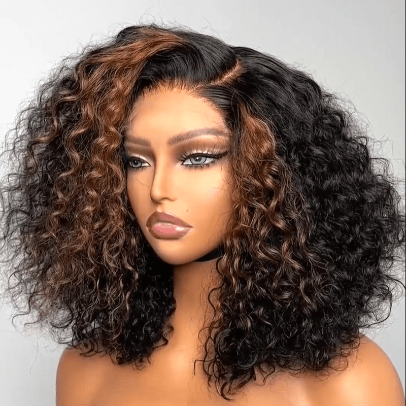Wear and Go Glueless Wigs Highlight Ombre Short Bob Lace Front Wig Human Hair 180% Density - GeetaHair