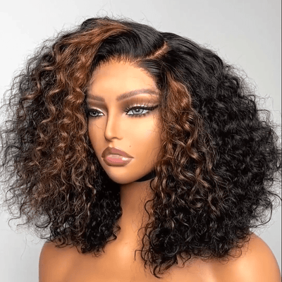 Wear and Go Glueless Wigs Highlight Ombre Short Bob Lace Front Wig Human Hair 180% Density - GeetaHair