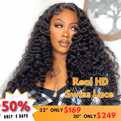 No Code 50% OFF Flash Sale: Glueless 6x4.5 Deep Wave Pre Cut HD Transaparent Lace Human Hair Wigs - Only 2 Days - GeetaHair