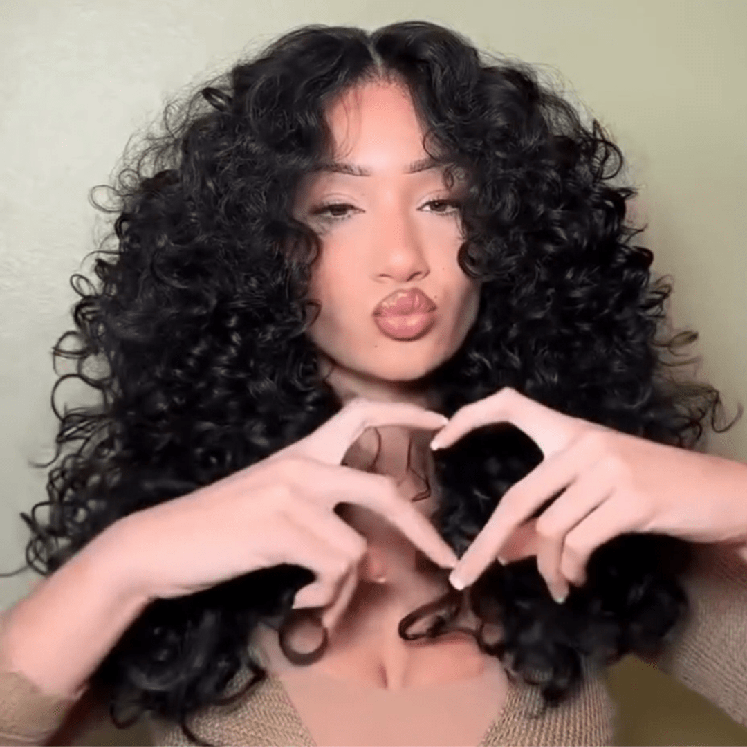Geeta Full 300% Density Bouncy Curl 13x4 Lace Front Glueless Human Hair Wigs Pre Plucked Pre Cut Lace Front Wigs - GeetaHair