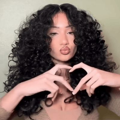 Geeta Full 300% Density Bouncy Curl 13x4 Lace Front Glueless Human Hair Wigs Pre Plucked Pre Cut Lace Front Wigs - GeetaHair