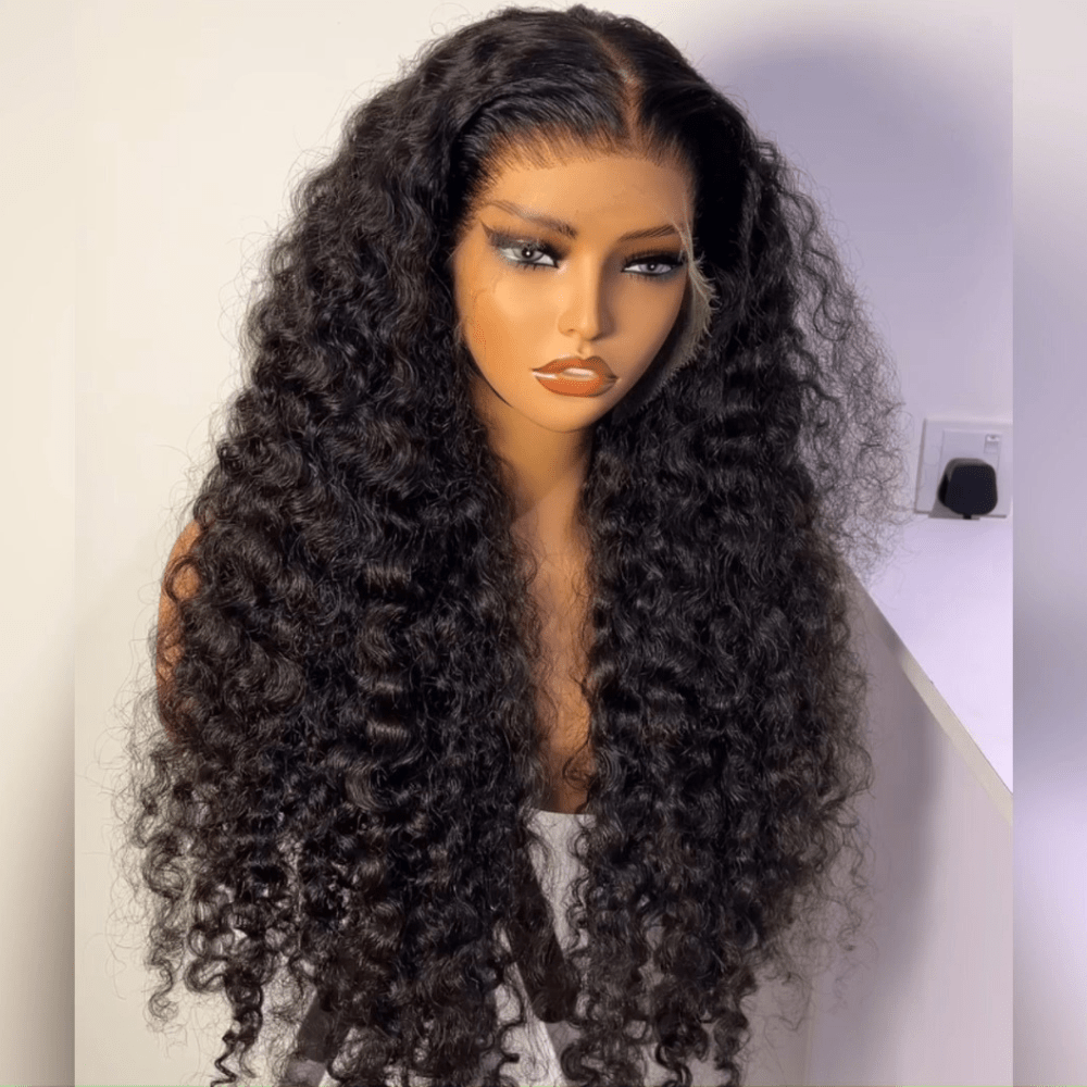 Full 300% Density Deep Wave Glueless Wig 13x4 HD Lace Front Wig Pre Plucked Hairline 100% Real Human Hair Wig - GeetaHair