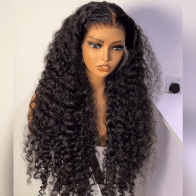 Full 300% Density Deep Wave Glueless Wig 13x4 HD Lace Front Wig Pre Plucked Hairline 100% Real Human Hair Wig - GeetaHair