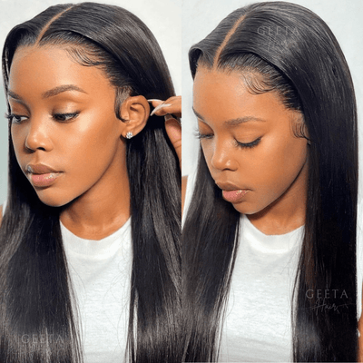 Geetahair Upgrade HD Lace Straight Wig Crystal Clear Lace Human Hair Wigs With Pre Plucked Natural Hairline - GeetaHair
