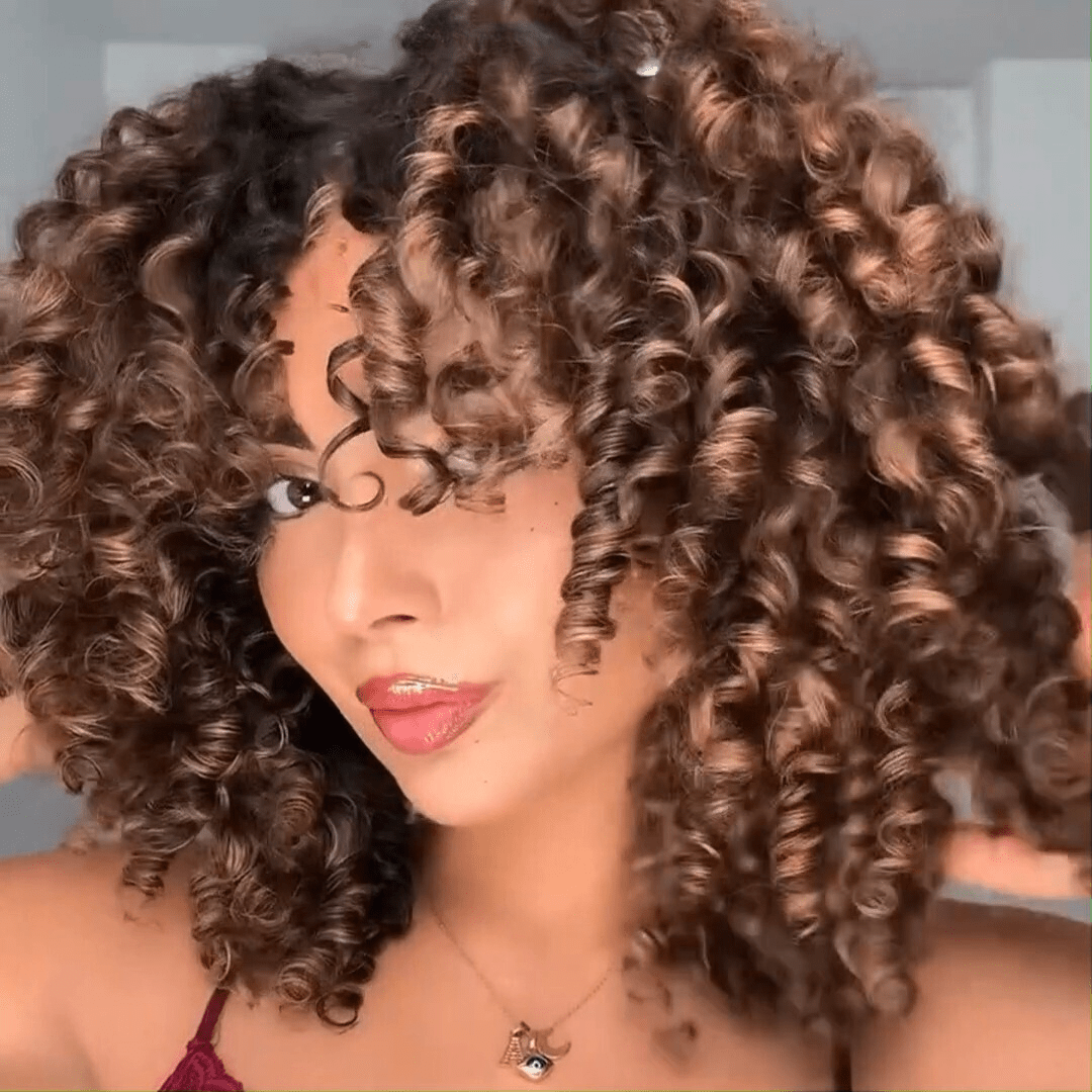 Highlight Fluffy Bouncy Curly Bob Wigs Short Curly 13x4 Lace Front Wig Gluleless Wig Pre Plucked 250% Density No Code Needed - GeetaHair