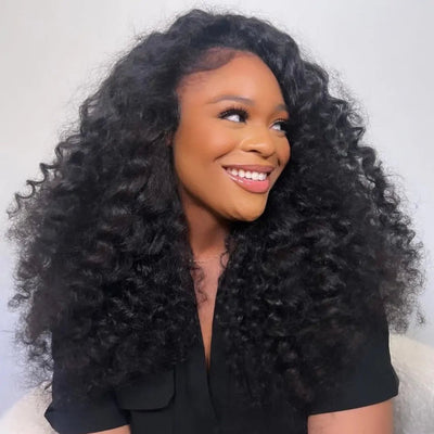 Fluffy Loose Wave Wig 250% Density 13x4 HD Lace Front Wig Pre Plucked Burmese Curly Human Hair Wig - GeetaHair