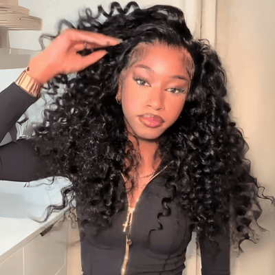 300% Density Loose Bouncy Curly Glueless Wig Pre Cut 4x6 HD Lace Front Human Hair Wig Pre Plucked - GeetaHair