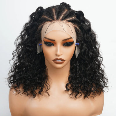 Bogo Sale $199= 16” Braided Water Wave Wig + 14” 99J Straight Bangs Wig - GeetaHair